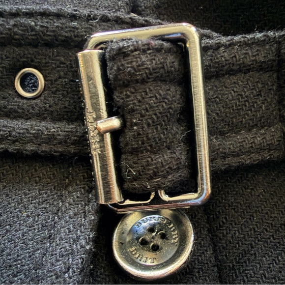 Burberry Brit Black Belted Wool Trench Coat Women’s Sz US10 - Picture 9 of 9